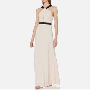 Jill Stuart Cream Blush and Black Halter Maxi Gown Size 4